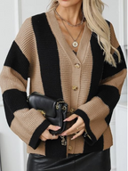 R&B | Gestreifter Oversized-Strickcardigan
