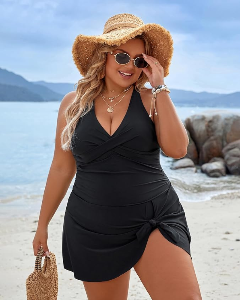 R&B | Plus Size Einteiler Schwimmdress Badeanzug Bauchkontrolle Badeanzüge