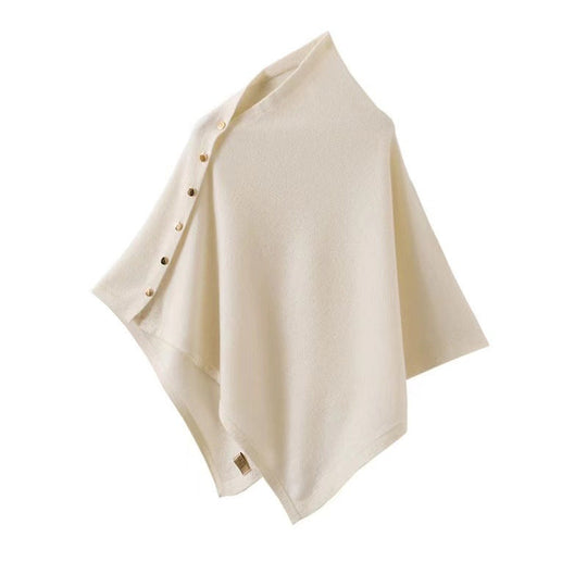 R&B | Knopfdetail Poncho - Asymmetrisches Design mit Drapiertem Schnitt