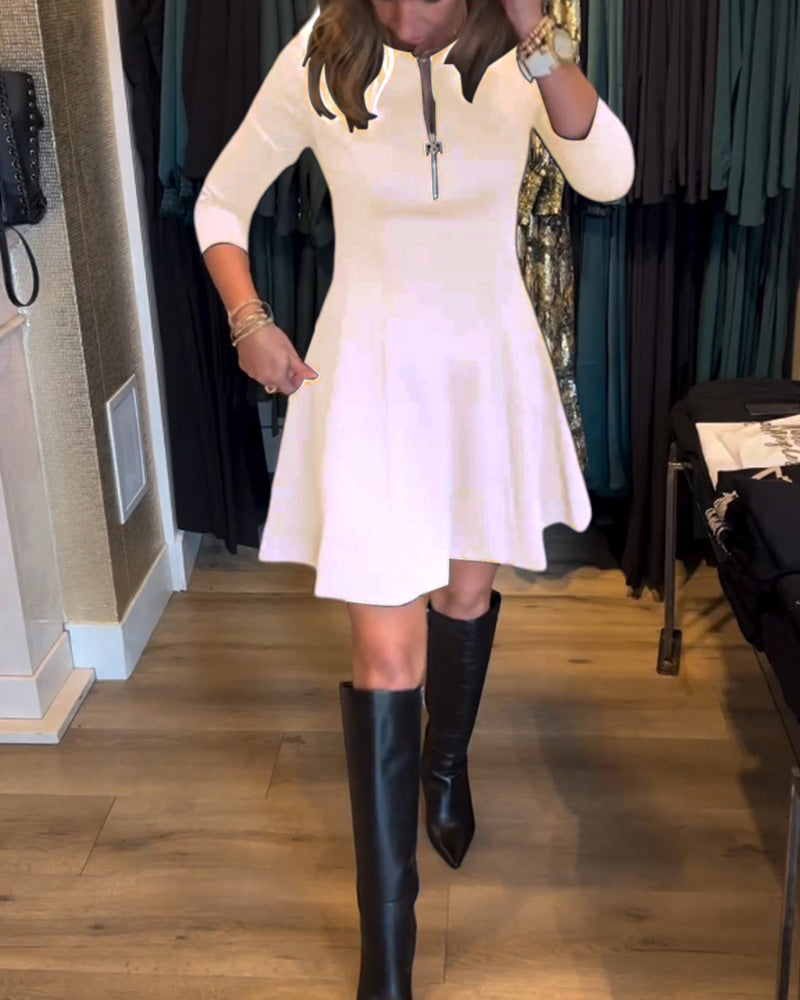R&B | Kleid mit Einfarbigem Reißverschluss