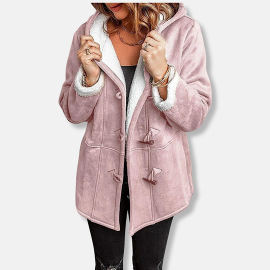 R&B | Jacke Fleece Kapuze Knopfverschluss Lässiger Schnitt Mittel-Lang