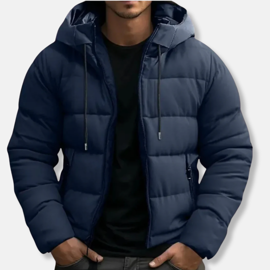 R&B | Gequiltete Kapuzen-Pufferjacke mit Kordelzug Kapuze Reißverschluss Pufferjacke