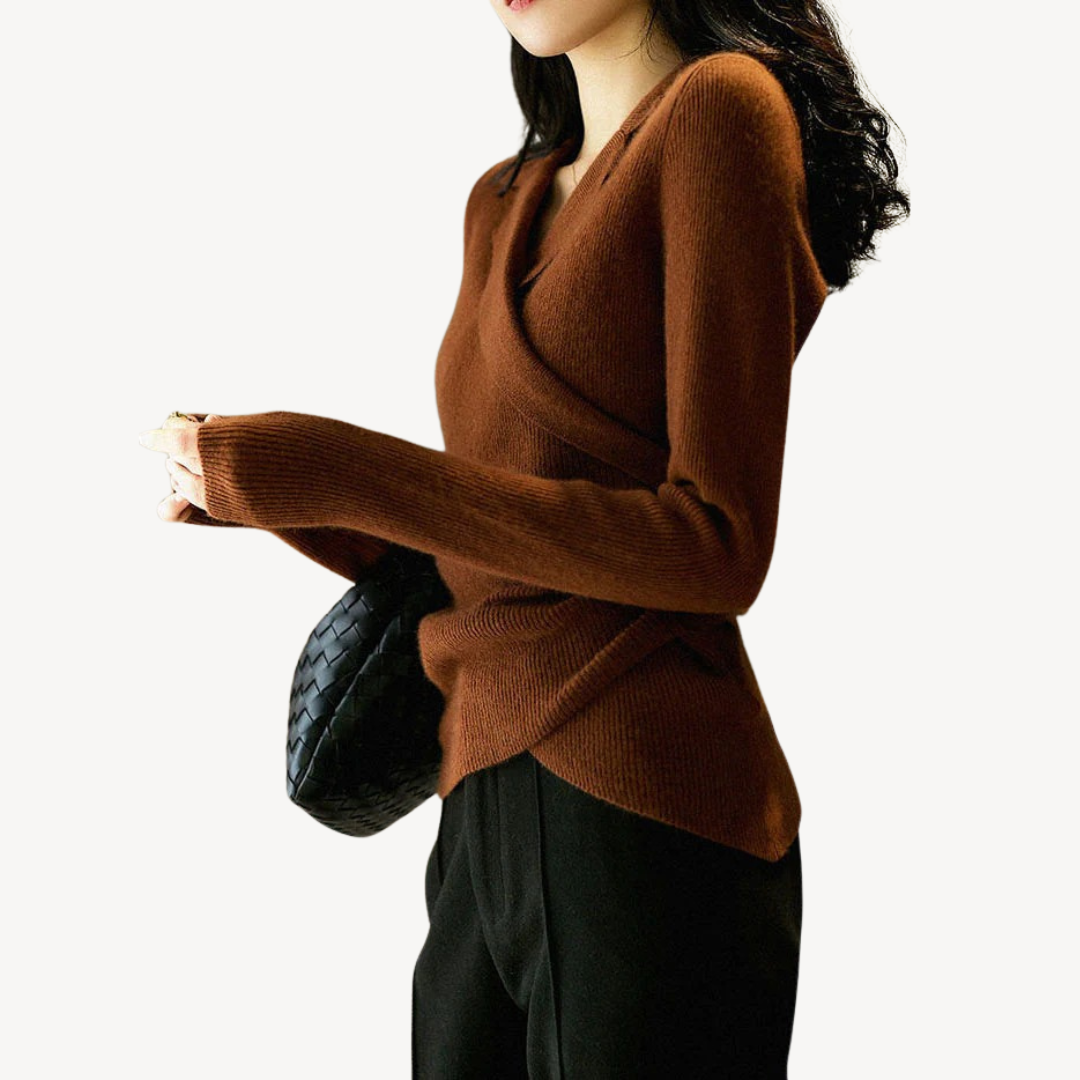 R&B | Damen Strick-Wickel V-Ausschnitt Pullover