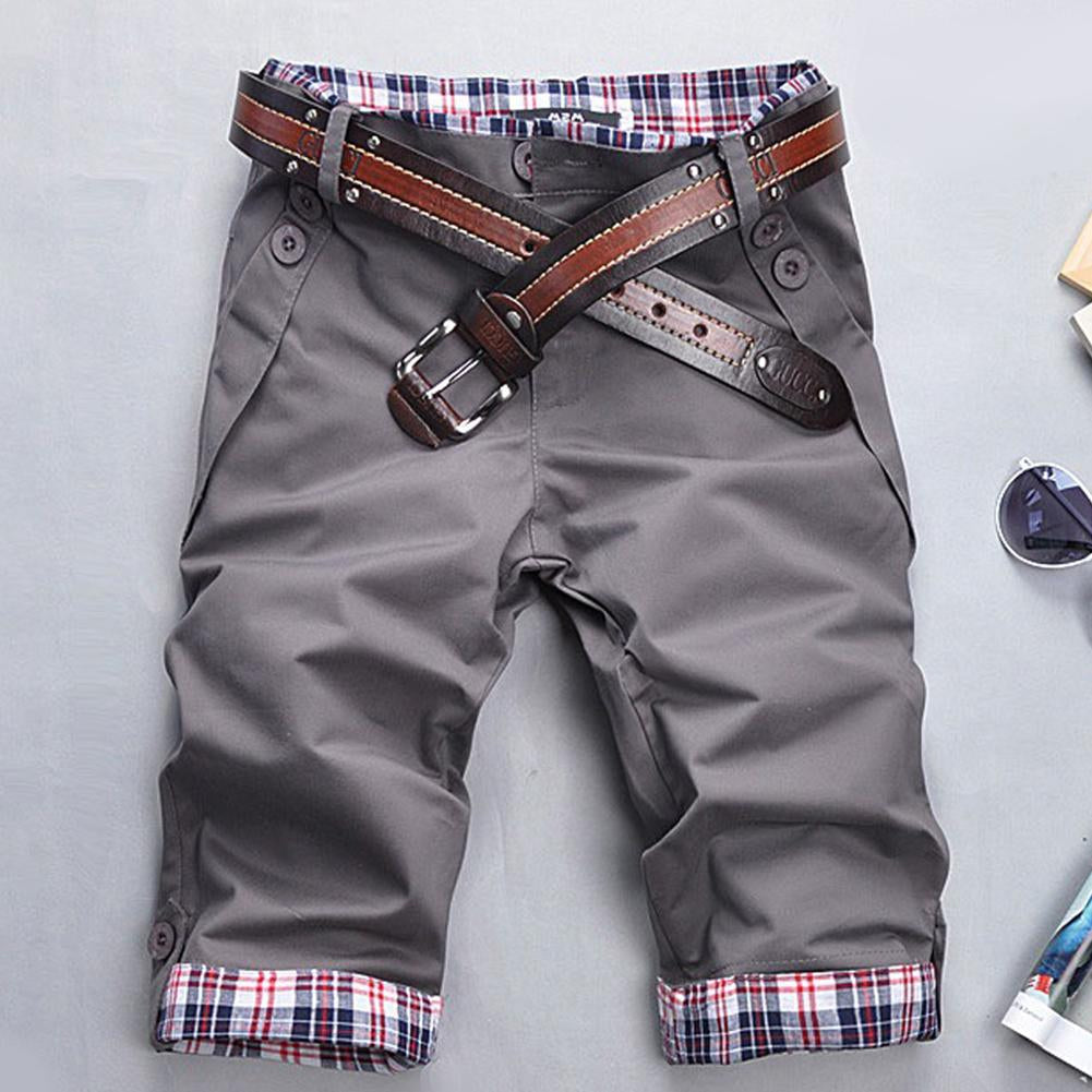 R&B – Hochwertige Shorts mit Gürtel und Karomuster