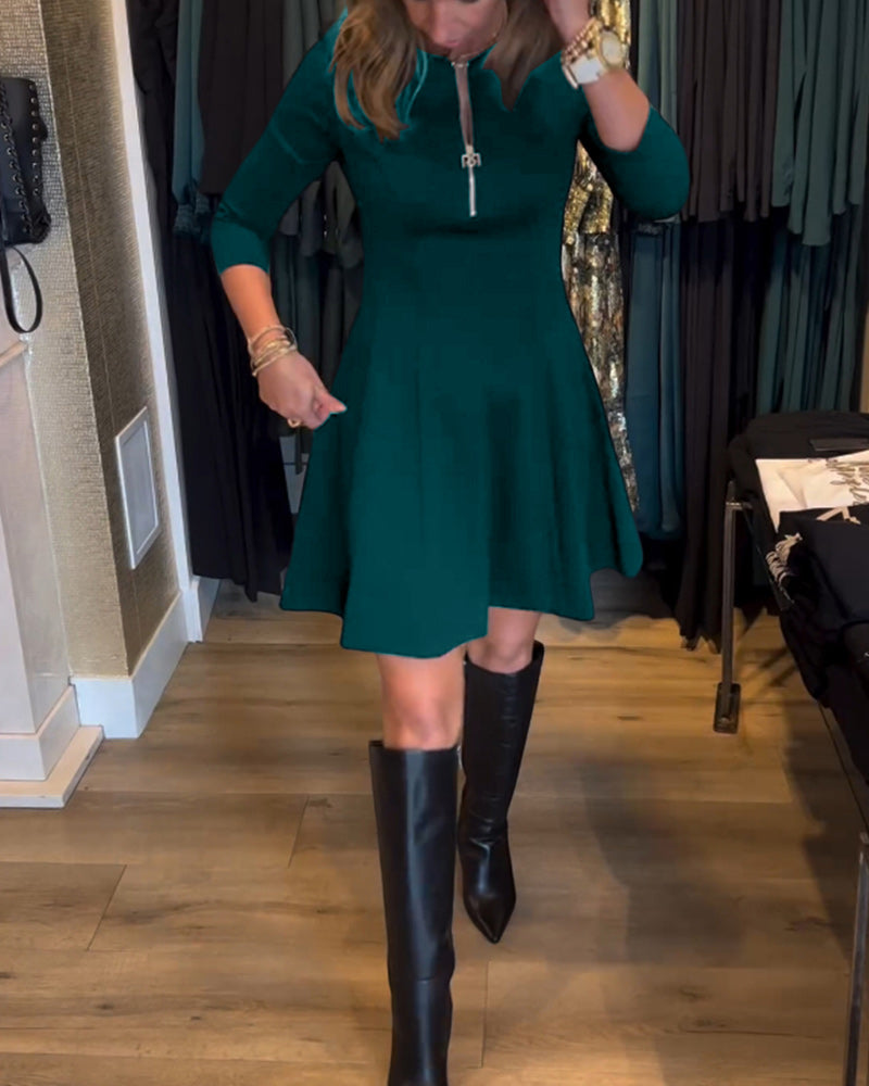 R&B | Kleid mit Einfarbigem Reißverschluss