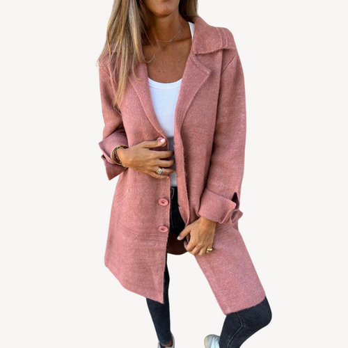 R&B | Frauen Wollmischung Langjacke mit Knopfverschluss