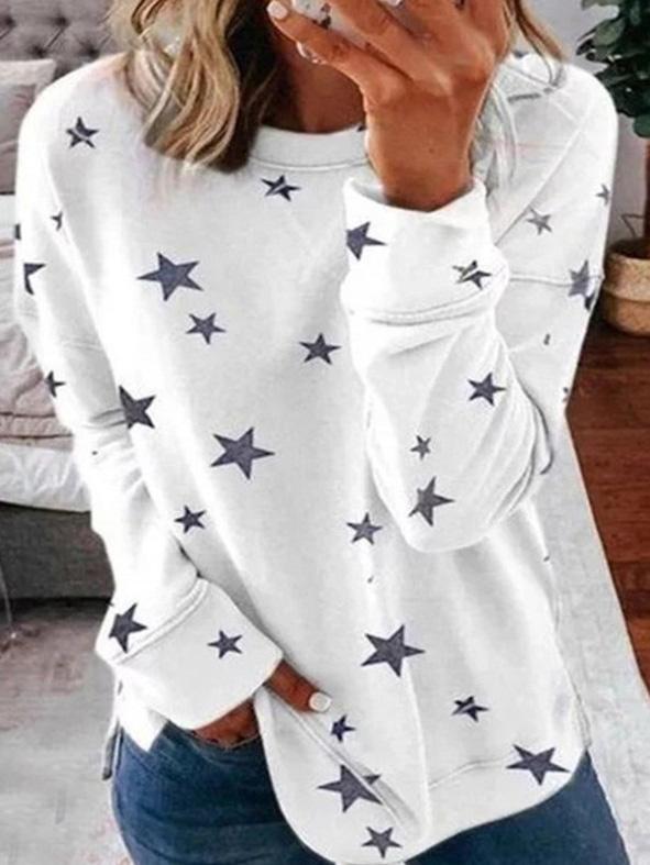 R&B | Warmer Stern Druck Rundhals Pullover Ideal für den Winter