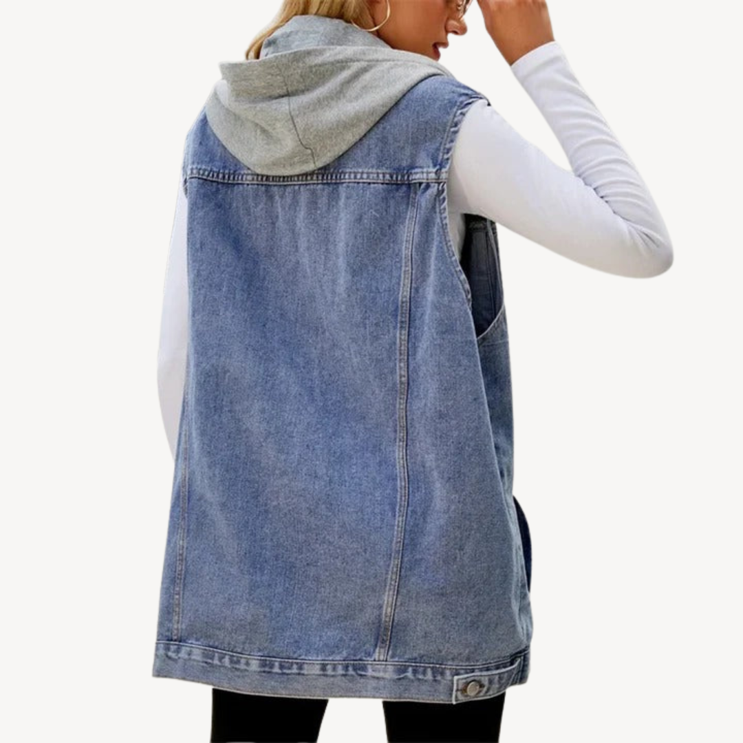 R&B | Denim Hoodie Weste für Frauen