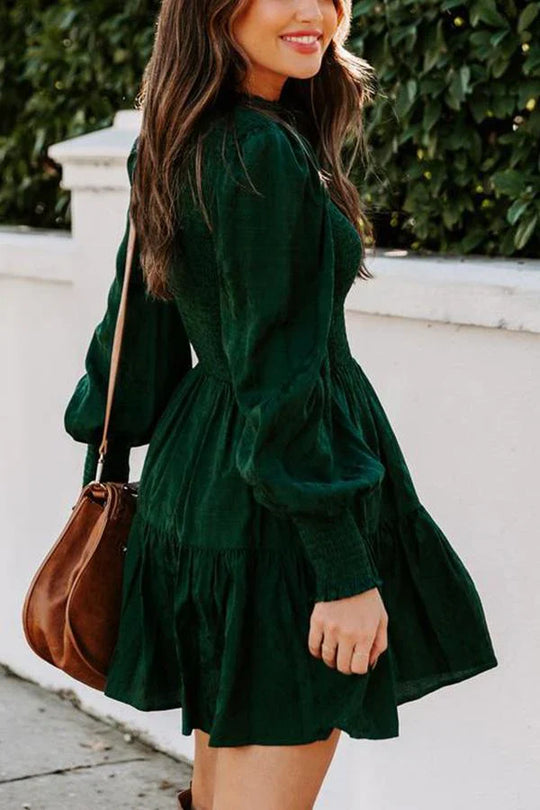 R&B – Gesmoktes Kleid mit langen Ärmeln