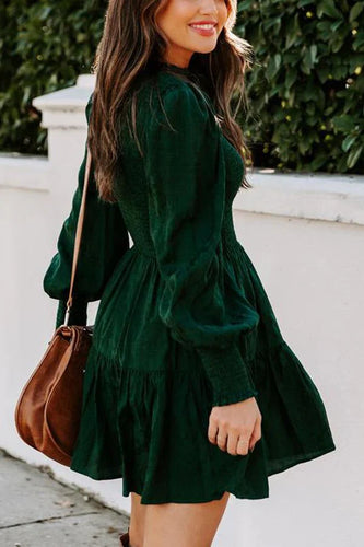 R&B – Gesmoktes Kleid mit langen Ärmeln