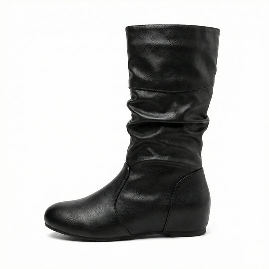 R&B | Flache Stiefel mit Falten Bis Zum Knie