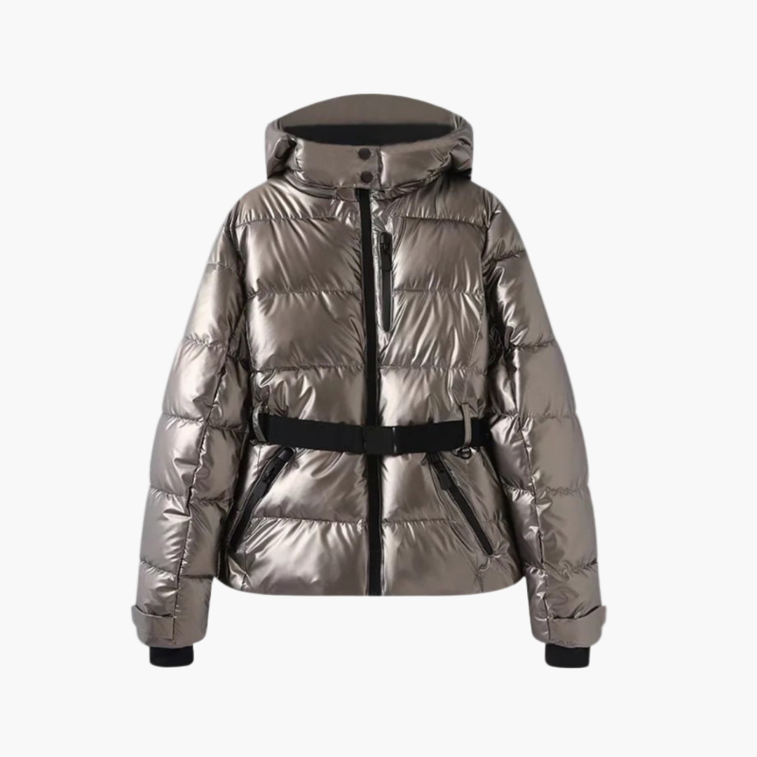 R&B | Steppjacke mit Gürtel und Kapuze - Elegante, Wasserabweisende Winterjacke für Alltag und Outdoor