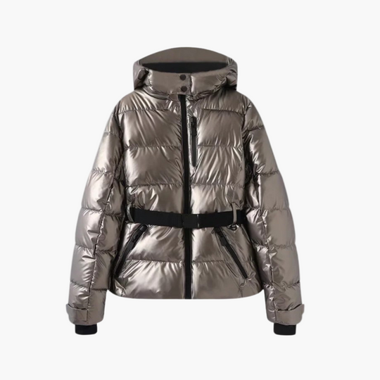 R&B | Steppjacke mit Gürtel und Kapuze - Elegante, Wasserabweisende Winterjacke für Alltag und Outdoor
