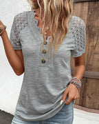 R&B | Damen T-Shirt mit kurzen Ärmeln und Spitze