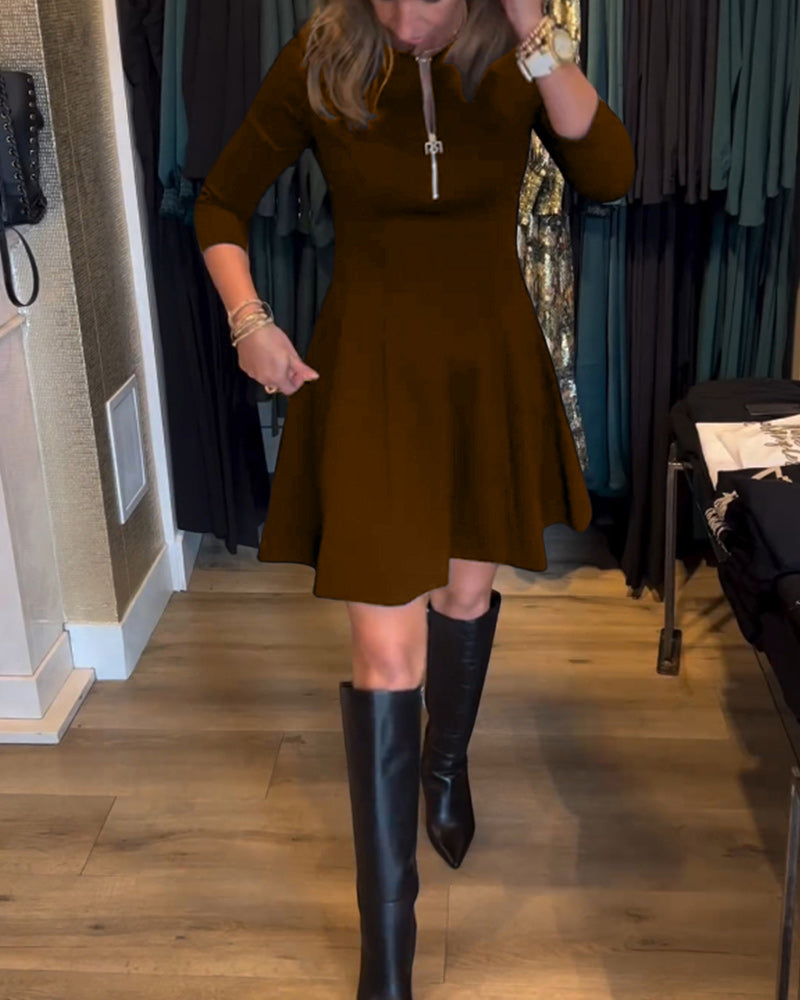 R&B | Kleid mit Einfarbigem Reißverschluss