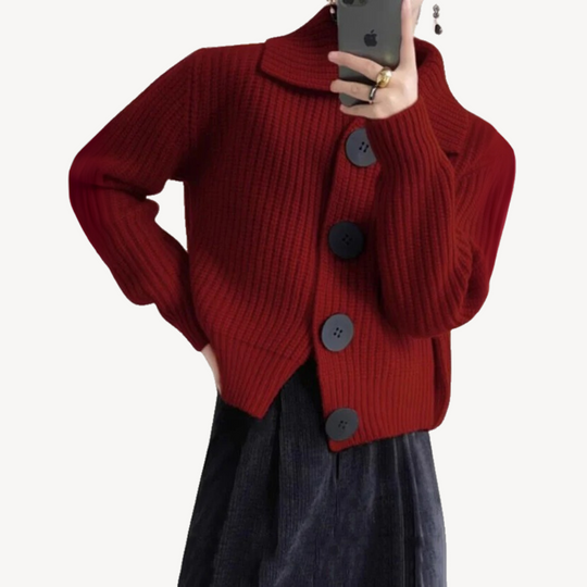 R&B | Damen Strick-Peter-Pan-Kragen Cardigan
