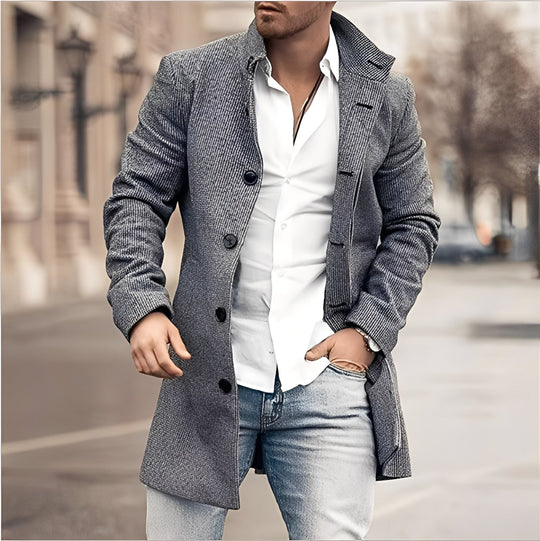 R&B | Lässiger Langer Tweed-Mantel für Herren