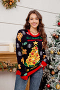 R&B | Lässiger Rundhals Pullover mit besticktem Weihnachtsbaum