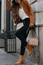 R&B | Up Pocketed Faux Suede Motorradjacke (in 7 Farben)