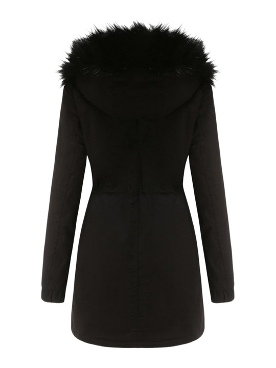 R&B | Pelz Winterjacke für Damen - mit Kapuze und Taschen