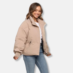 R&B | Puffer-Jacke Wärmeisolierung Kürzere Länge Stehkragen Gerippte Bündchen