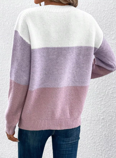 R&B | Elegante Dreifarbige Patchwork-Pullover