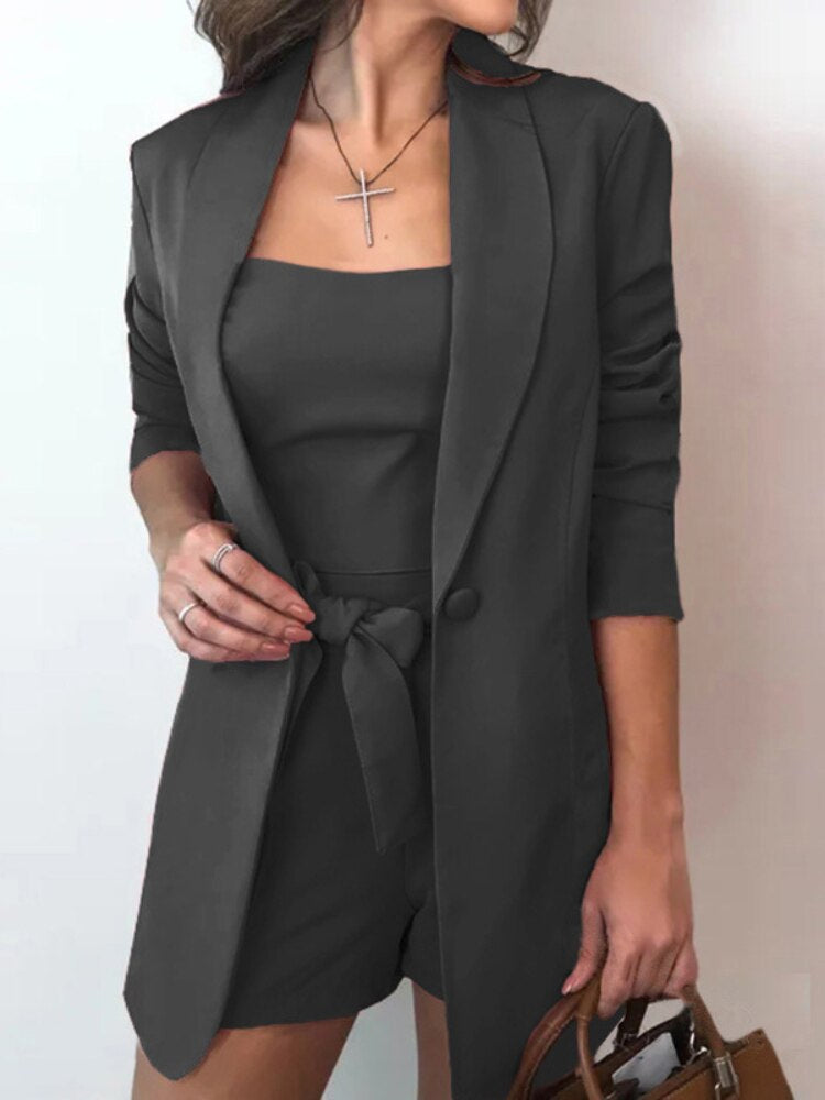 R&B | Weste Anzug Jacke High Waist Shorts 3Er Set