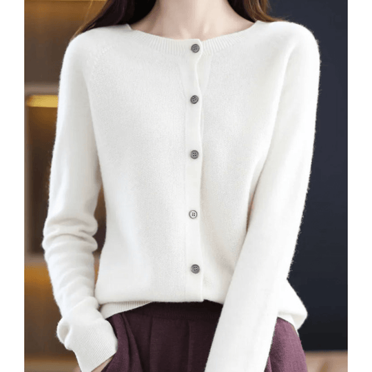 R&B | Damen Feinstrickjacke Mit Rundhalsausschnitt