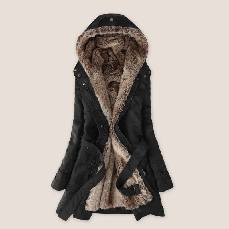 R&B | Kunstpelz gefütterter Parka Kapuze Mid Thigh Parka