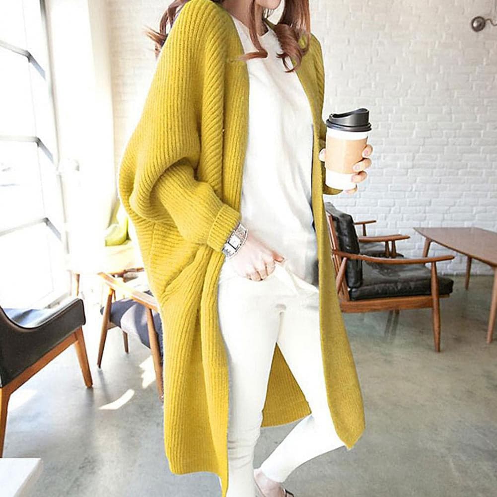 R&B | Cardigan Lange Strickjacke Oversized Fit Offene Vorderseite Weich und Warm