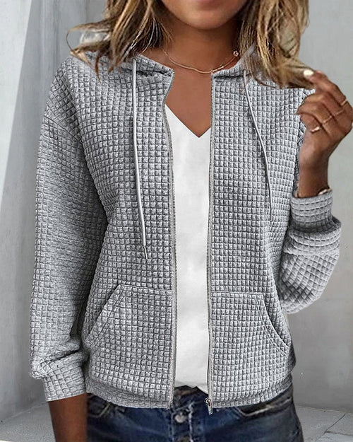 Damen-Cardigan mit Kapuze und Reißverschluss