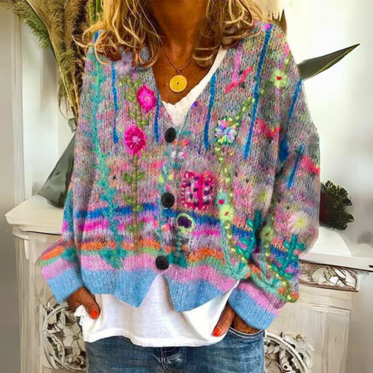 R&B | Luxuriöse Bedruckte Strickjacke