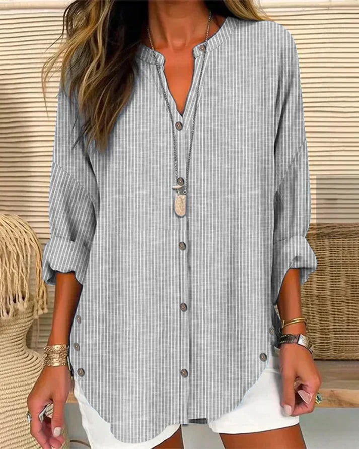 R&B | Charm Of Casualness Locker Geschnittene Gestreifte Bluse