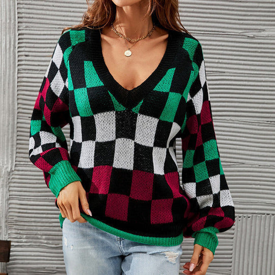 R&B | Gepunkteter Strickpullover mit Ballonärmeln Polyester Elegant, Bequem