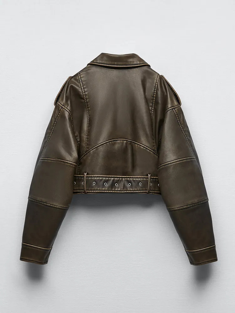 R&B | Kurze Jacke aus PU-Leder für Frauen Warm