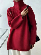 R&B | Einfacher Roter Pullover mit Hohem Kragen