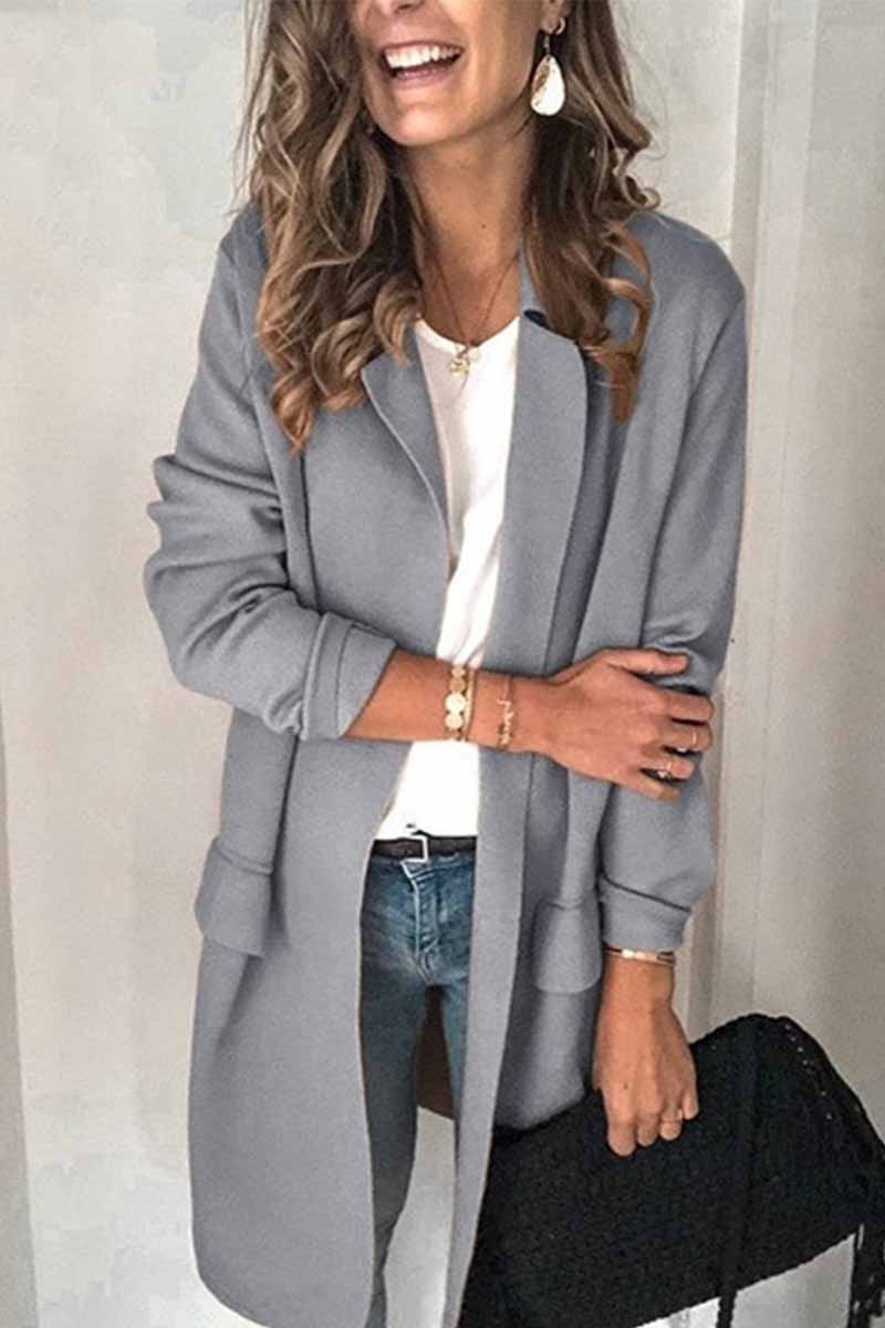 R&B | Einfarbiger Blazer Mit Langen Ärmeln