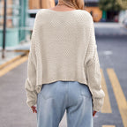 R&B | Kabelstrickpullover mit Lochmuster Acryl
