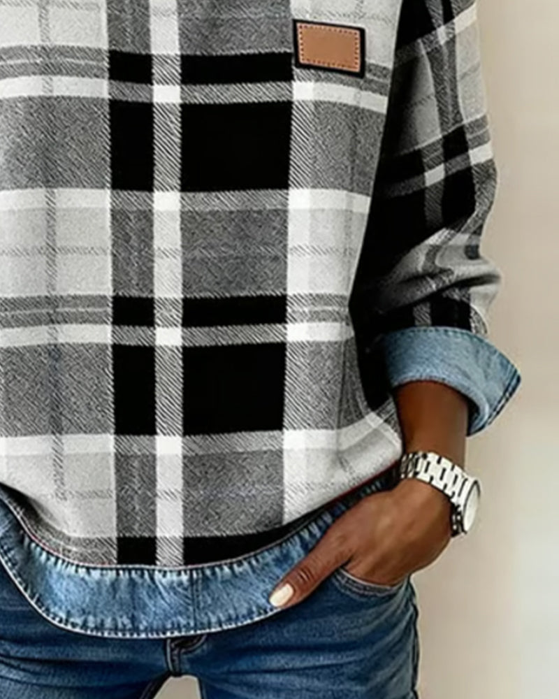 R&B | Sweatshirt mit Karo Patchwork