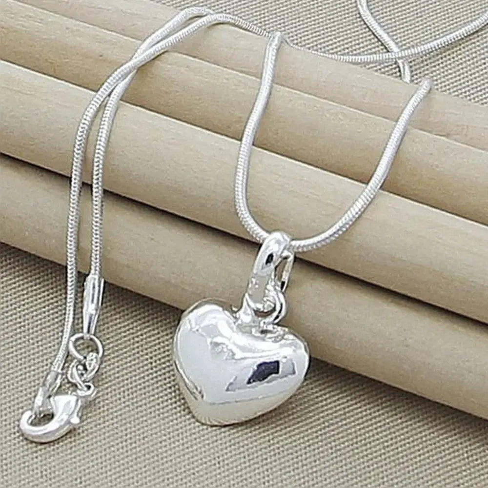 R&B | Sterling Silber Massiv Herz Kette Schlangenkette für Damen
