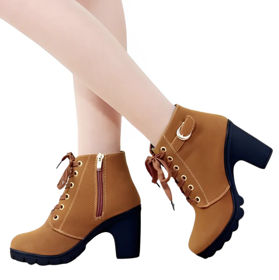 R&B | Damen Schnür-Stiefeletten mit Absatz und dicker Sohle