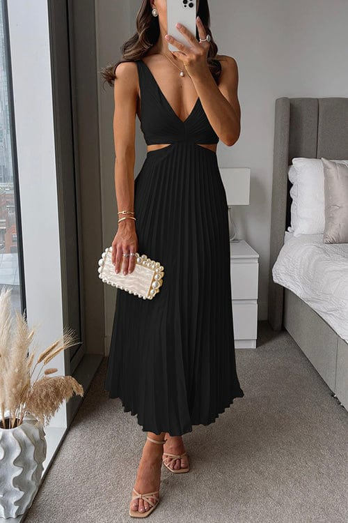 R&B | Damen Plissee Satin Kleid