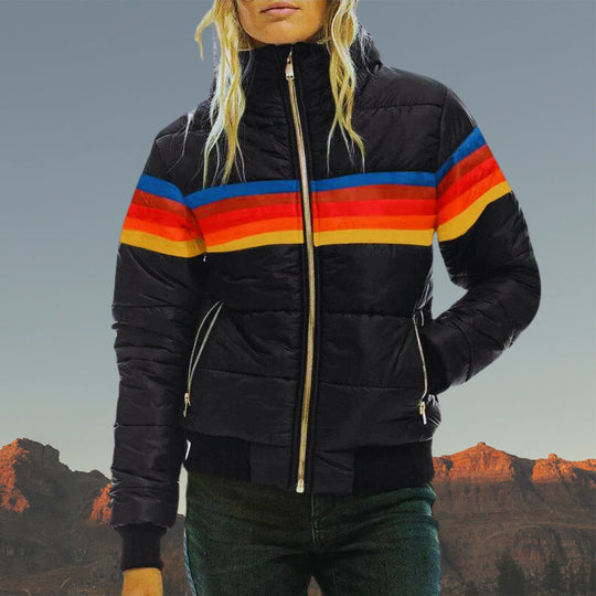 R&B | Gestreifter Farbiger Puffer-Stil, Wasserdicht für Frauen Ideal für Herbst Winter