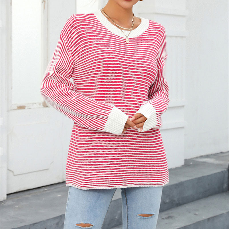 R&B | Gestreifter Strickpullover Mit Lässigem Schnitt