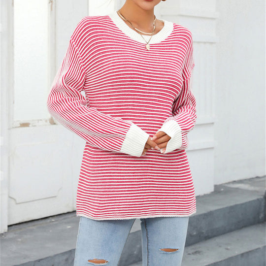 R&B | Gestreifter Strickpullover Mit Lässigem Schnitt