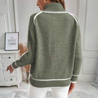 R&B | Rollkragenpullover Lockere Passform Lange Ärmel Kontrastdetails