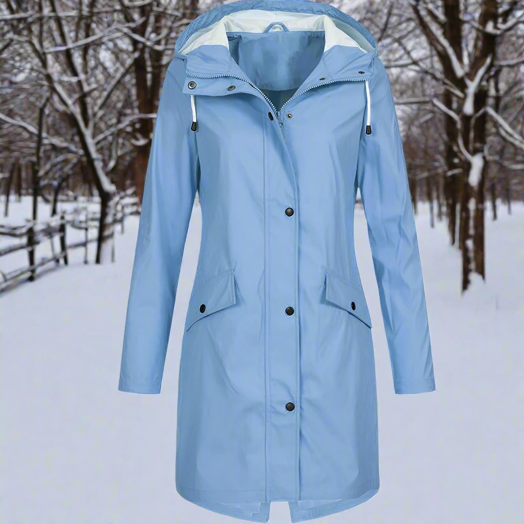 R&B | Kapuzenregenjacke Lässige Passform Mid Thigh Regenjacke