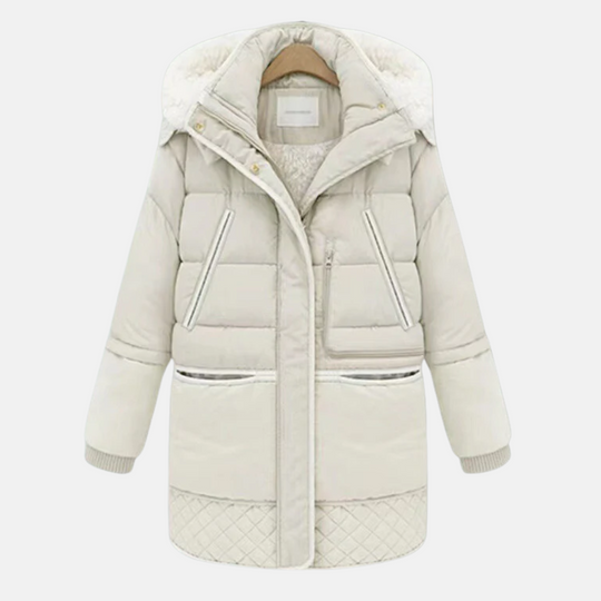 R&B | Gepolsterter Mantel - Oversized Schnitt - Gefütterte Kapuze - Rippstrickbündchen - Taschen