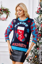 R&B | Lässige Weihnachtssocken Stickerei Strickpullover