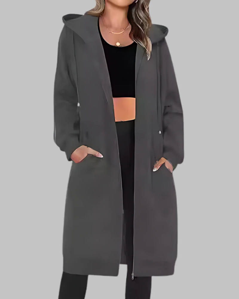 R&B | Lässige Zip-Up Übergroße Lange Jacke